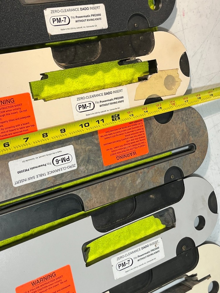 Powermatic PM2000 Zero Clearance Table Saw Dado Insert Lot - PM-6 PM-7