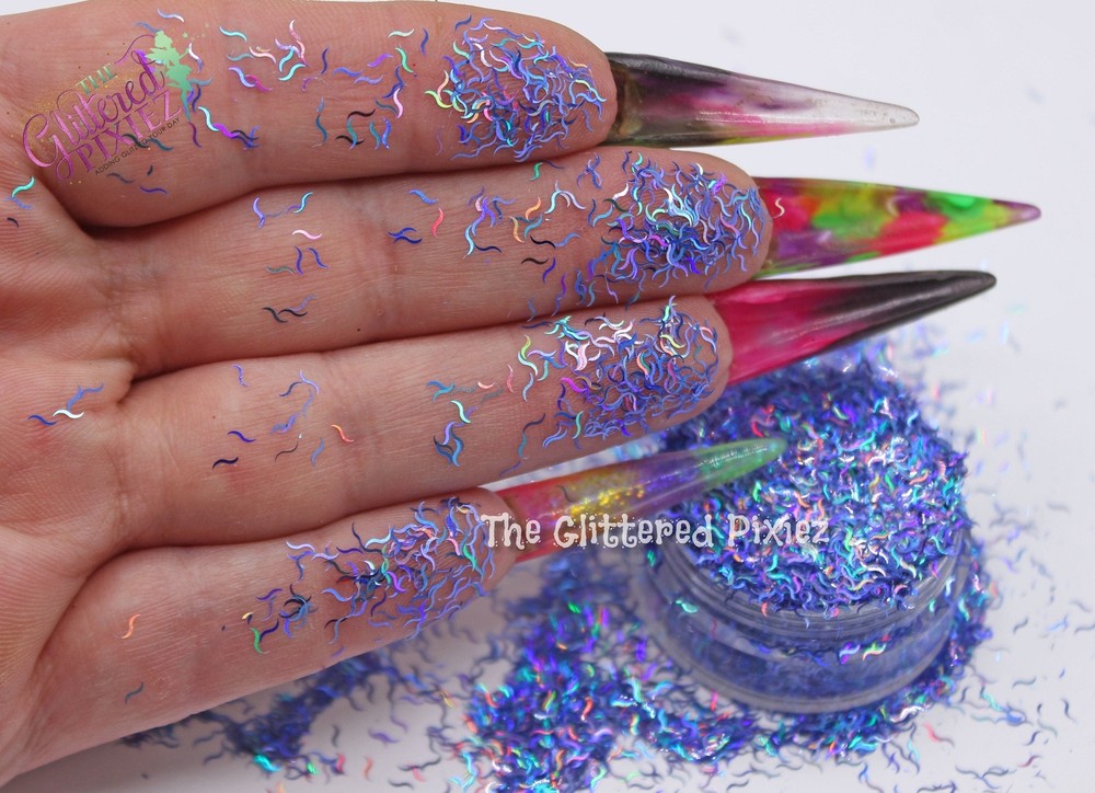 BILLIE JEAN BLu WAVe shape holographic Glitter- Pixie Shapes-
