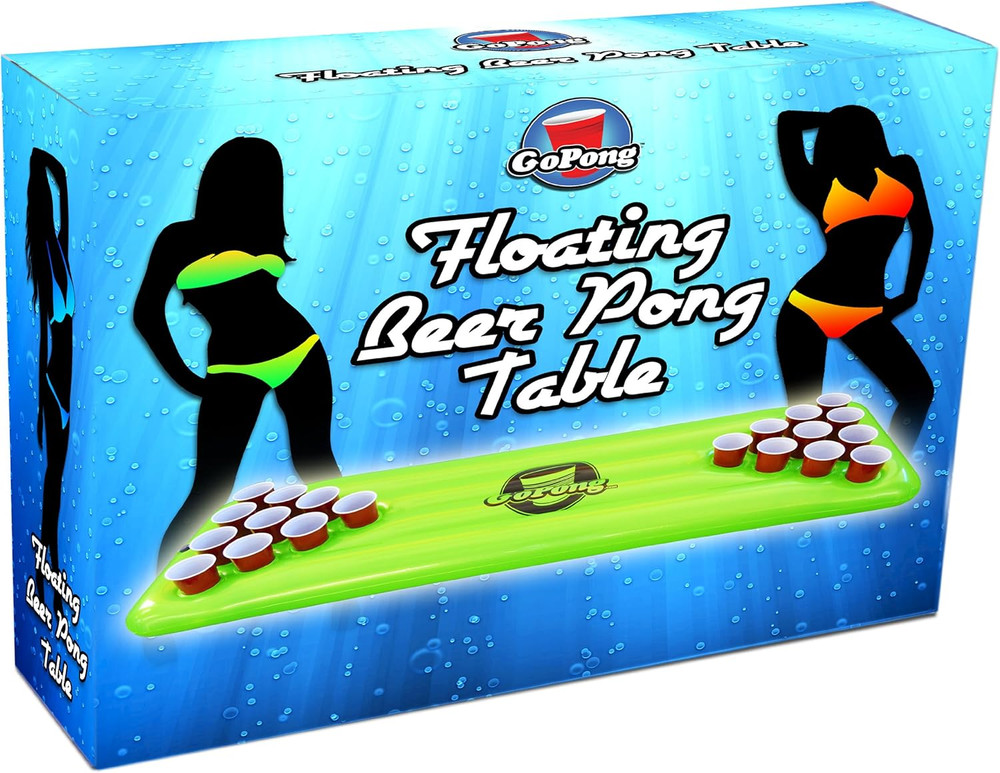 Pool Pong Table, Inflatable Floating Beer Pong Table, Includes 3 Pong Balls