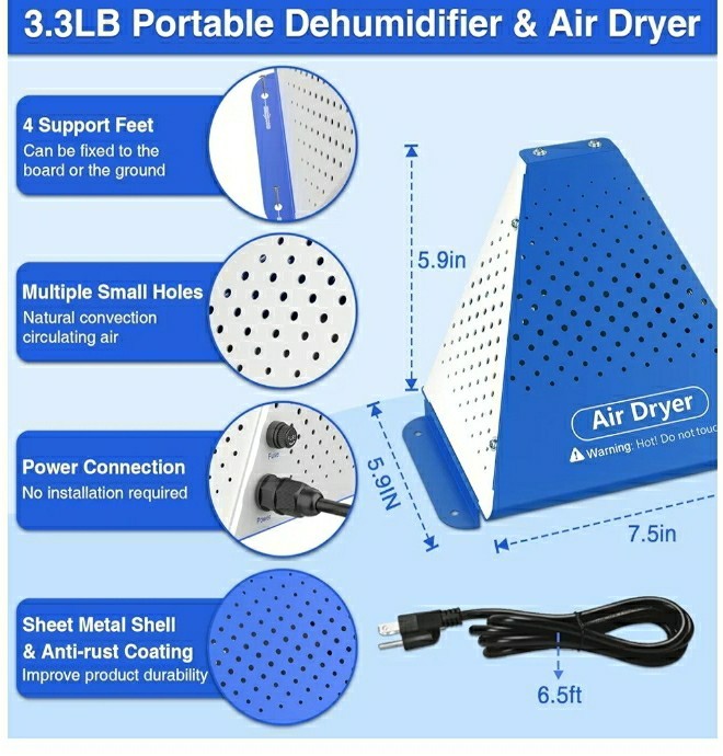 AOBOCO Dehumidifier w/ KSD Temperature Control System- Quick Heating Air Dryer