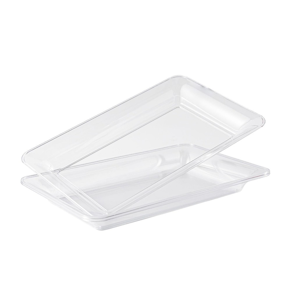 LCCFHTI 6Pack 14" x 9" Clear Large Plastic Serving Trays, Reusable Serving Pl...