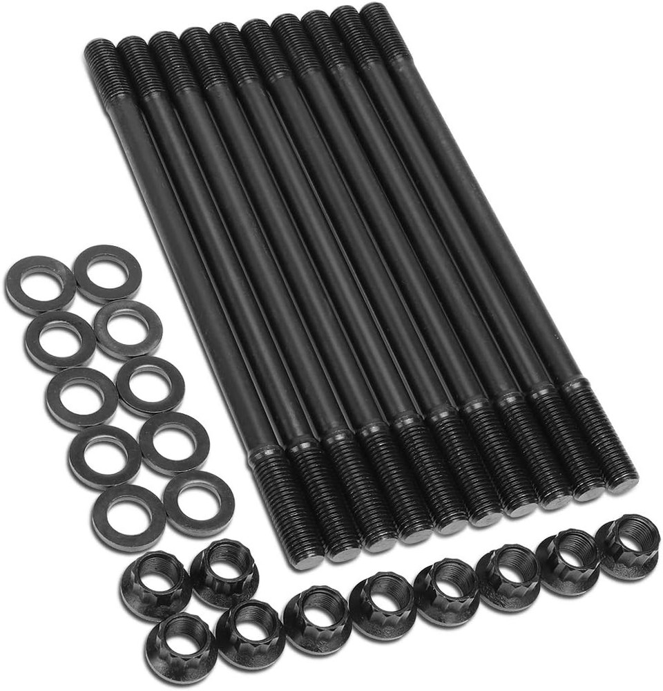 LEPOW-027 Chromoly 12-Point Cylinder Head Studs Nuts Set, Black