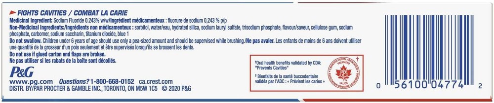 Crest Fluoride Cavity Protection Toothpaste, Regular Past, 8.20oz (3 Pack)