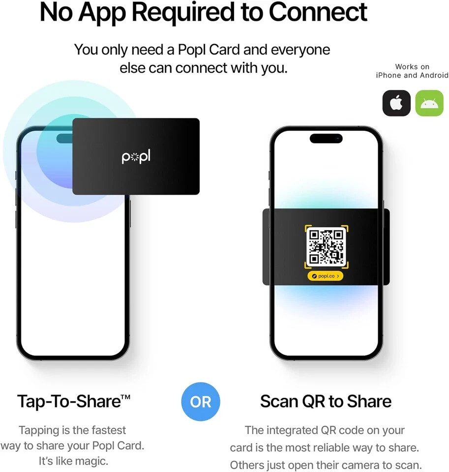 Popl Digital Business Card - Smart NFC Networking - Tap to Share - Black