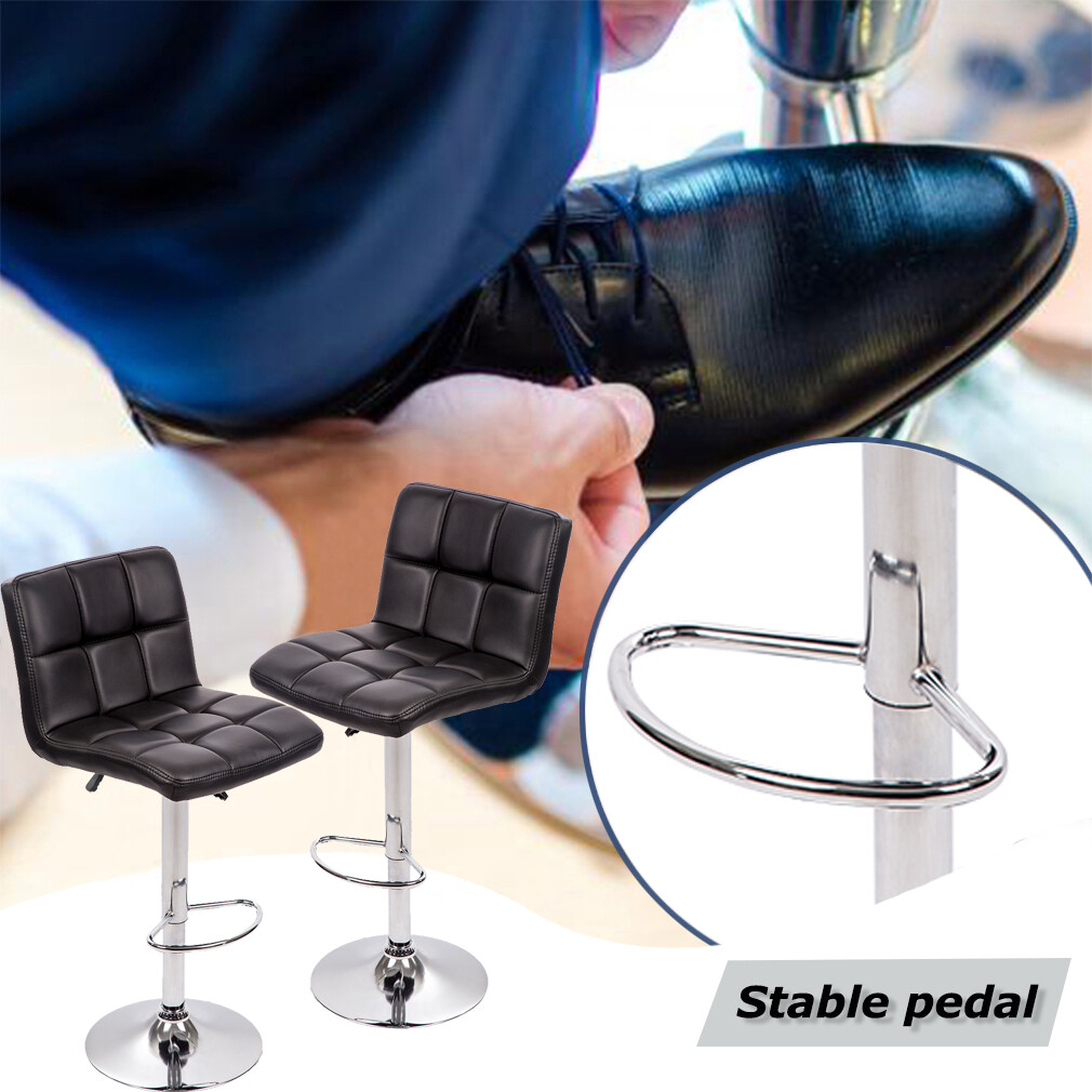 Set of 2 PU Leather Adjustable Bar Stool Counter Height Chair with Backrest