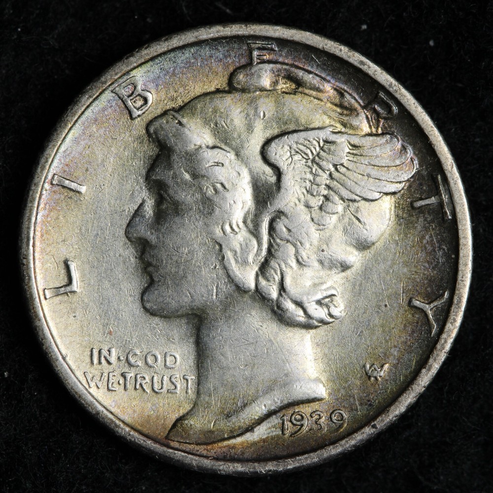 1939-S Mercury Silver Dime CHOICE AU TONED E138 T
