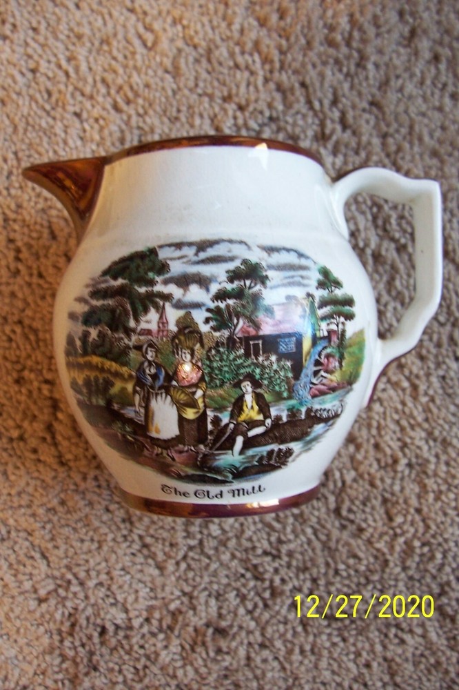 Gray's Pottery Pitcher - "The Old Mill"