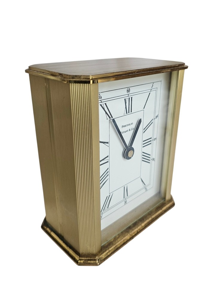 Tiffany & Co #2100 Solid Brass Quartz Desk Clock Quartz Movement