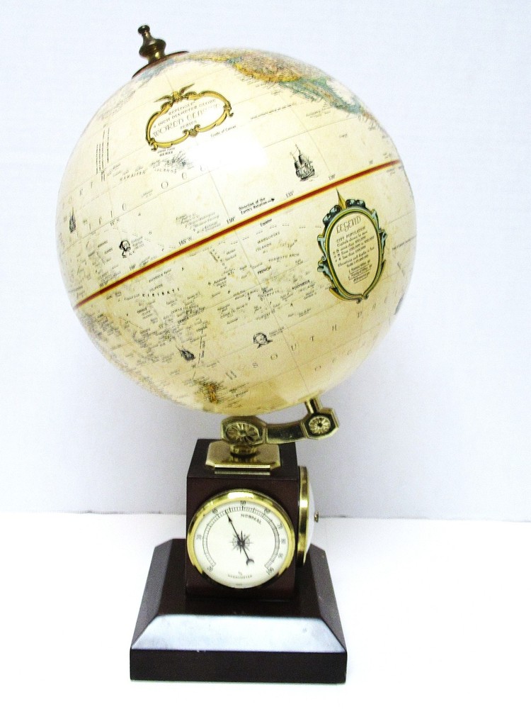 REPLOGLE GLOBES INC 9 INCH GLOBE WITH BAROMETER, TEMPERATURE, HYGROMETER VG