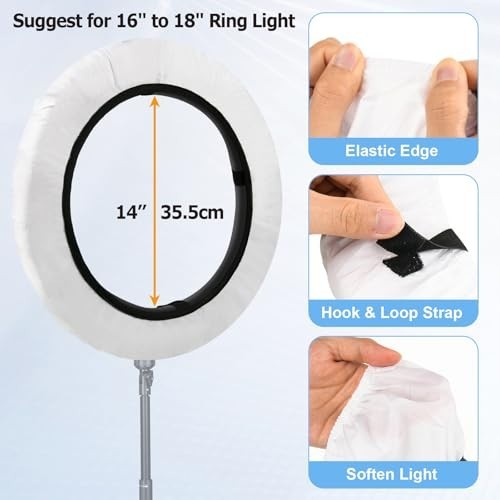 2 Pcs Soft White Light Diffuser Cloth for 16"-18" Ring Light - Photography Studi