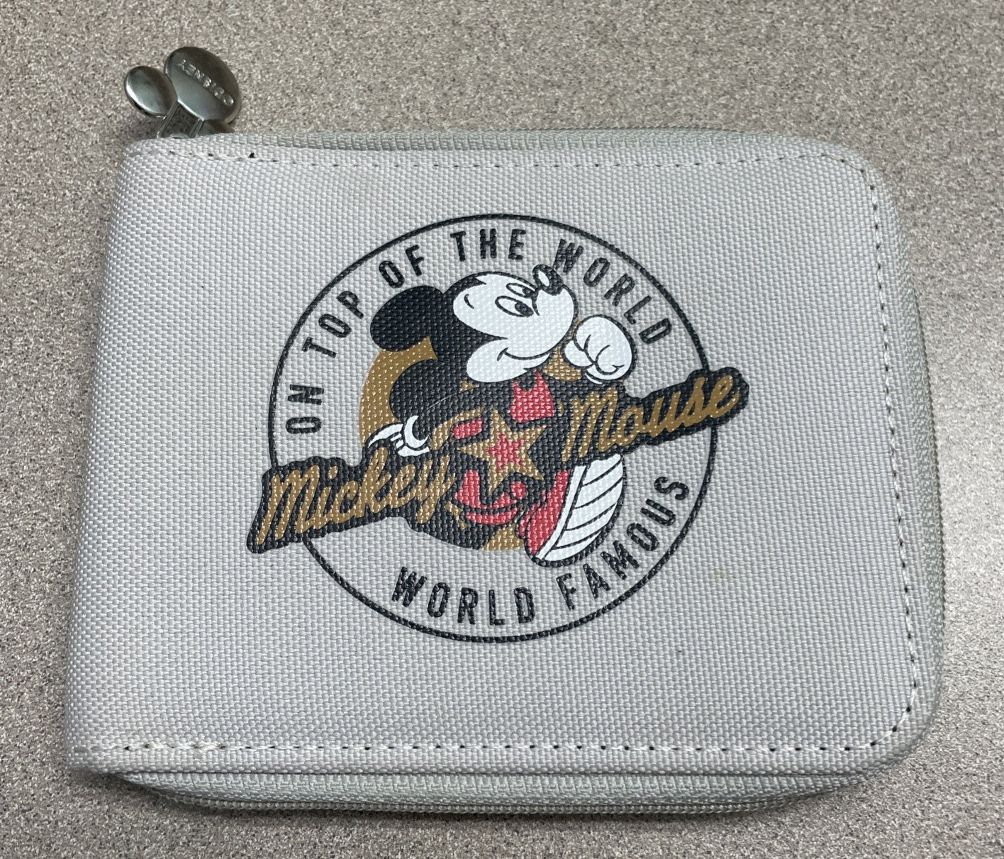 Walt Disney Mickey Mouse Bifold Zip Around Square Wallet World Famous