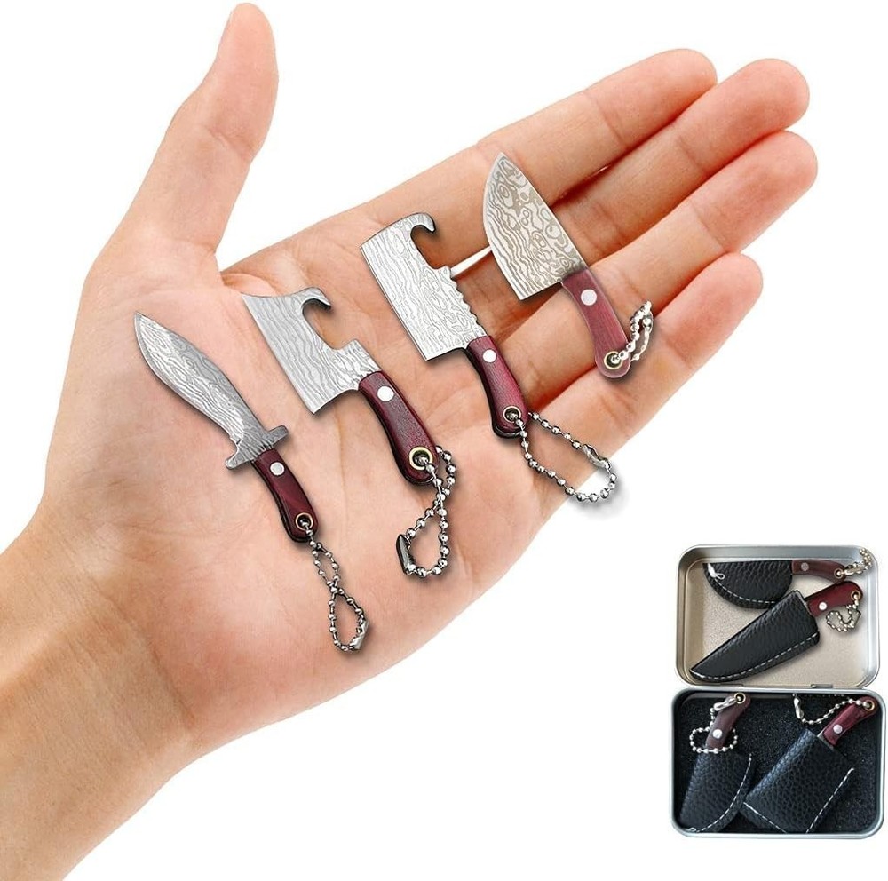 MIni Hatchet Pocket Knife Tiny Axe Knife Set Damascus Small Hatchet Package