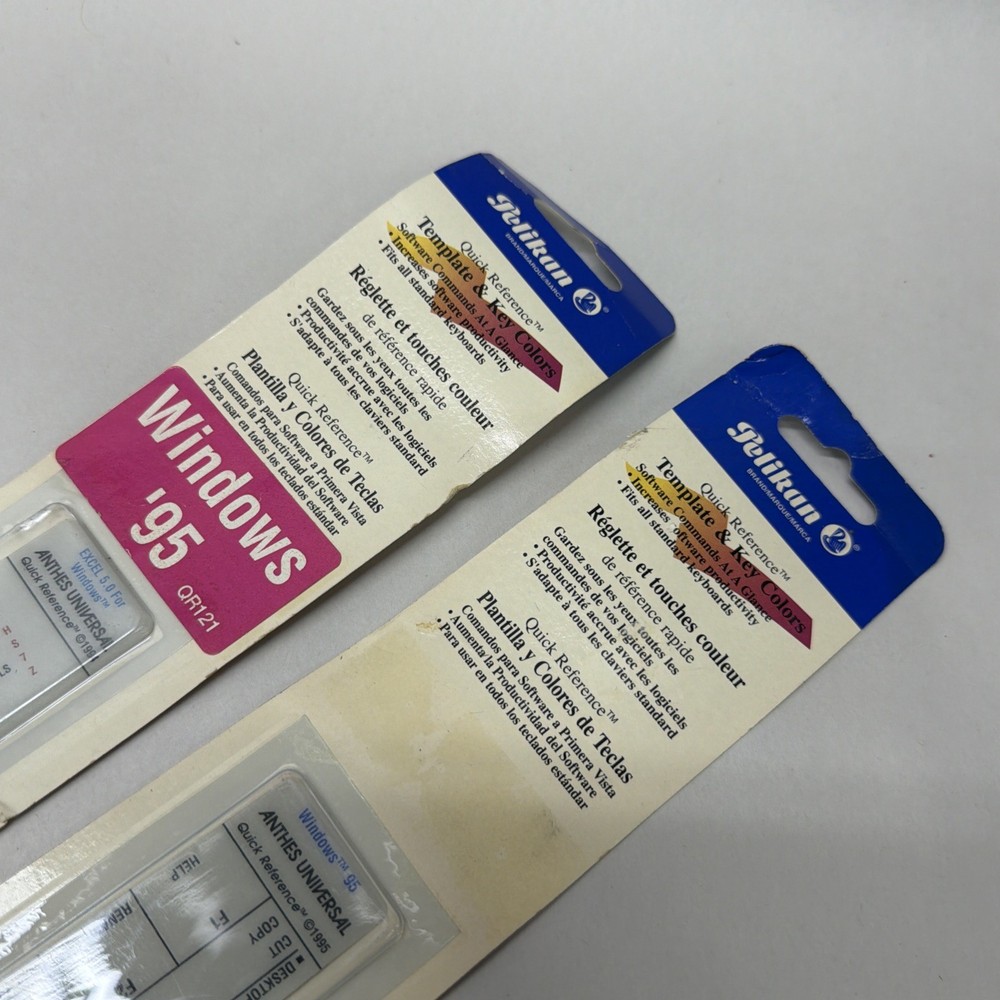 Microsoft Windows 95 Keyboard Templates Quick Reference Guides & Key Colors NOS