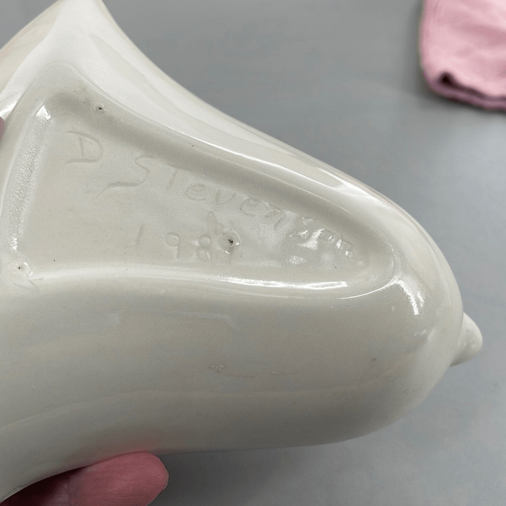 Vintage bell shaped winter scene covered dish