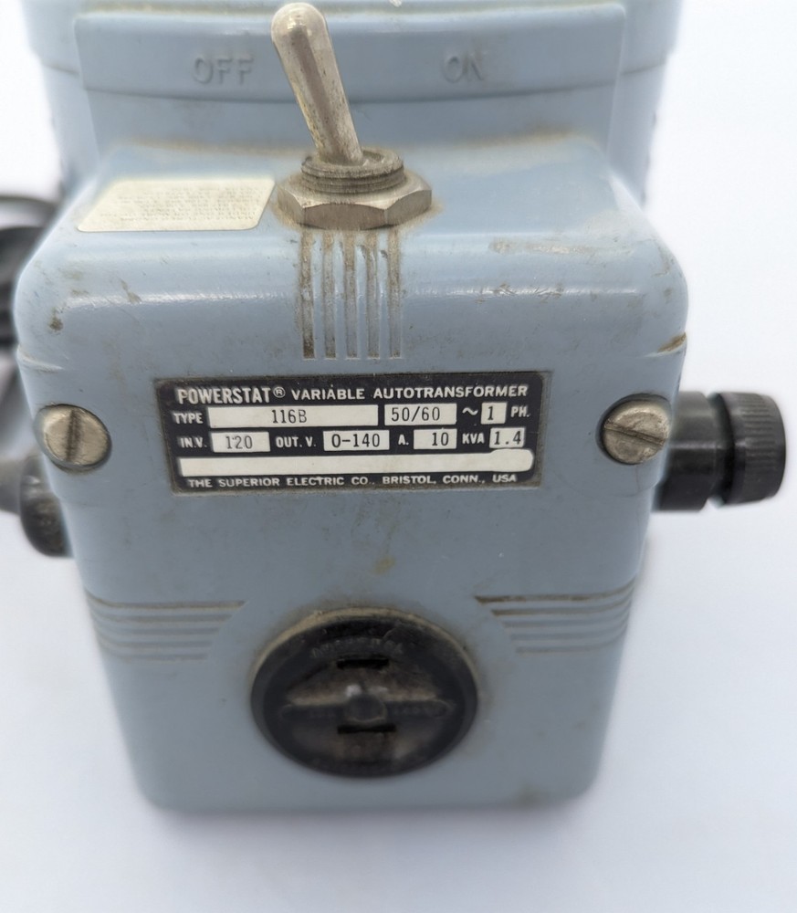 Powerstat 116B Variable Autotransformer Variac 0–140V 10A 1.4kVA – Untested
