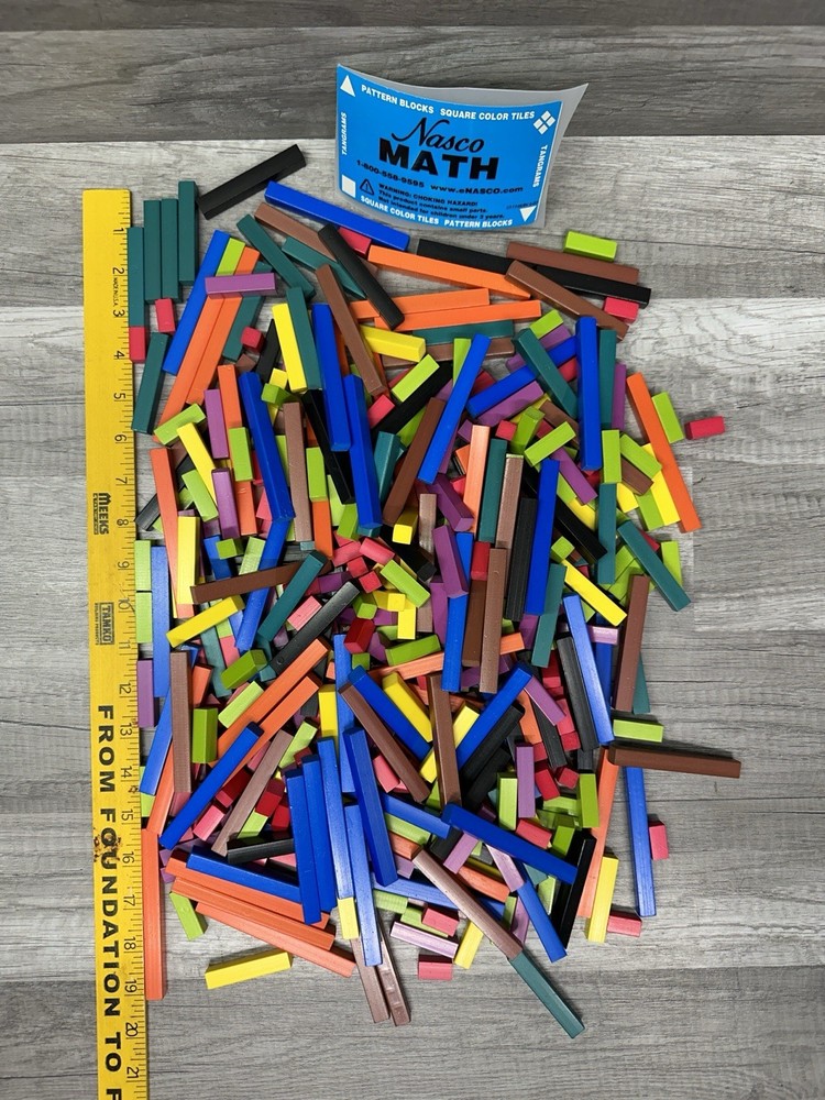 Nasco Learn Math Skills Rectangle Square Color Pattern Blocks 2+ Lbs
