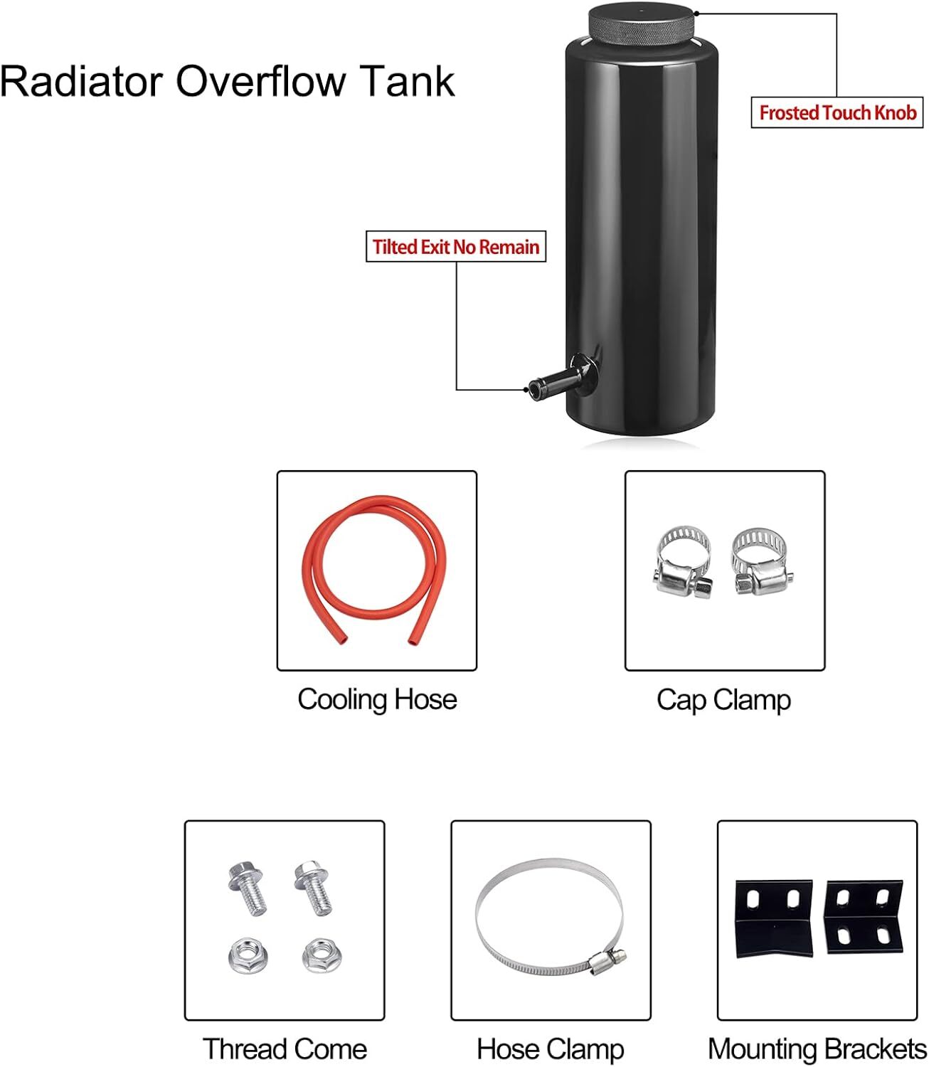 Universal Radiator Coolant Catch Tank Overflow Reservoir 800ml Black Aluminum