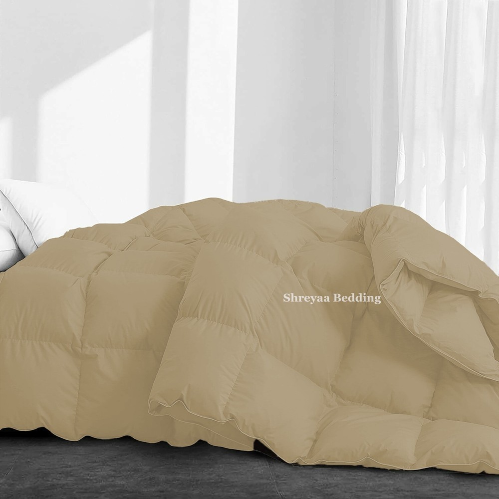 Branded Down Alternative Comforter Egyptian Cotton Taupe Solid Cal King Size