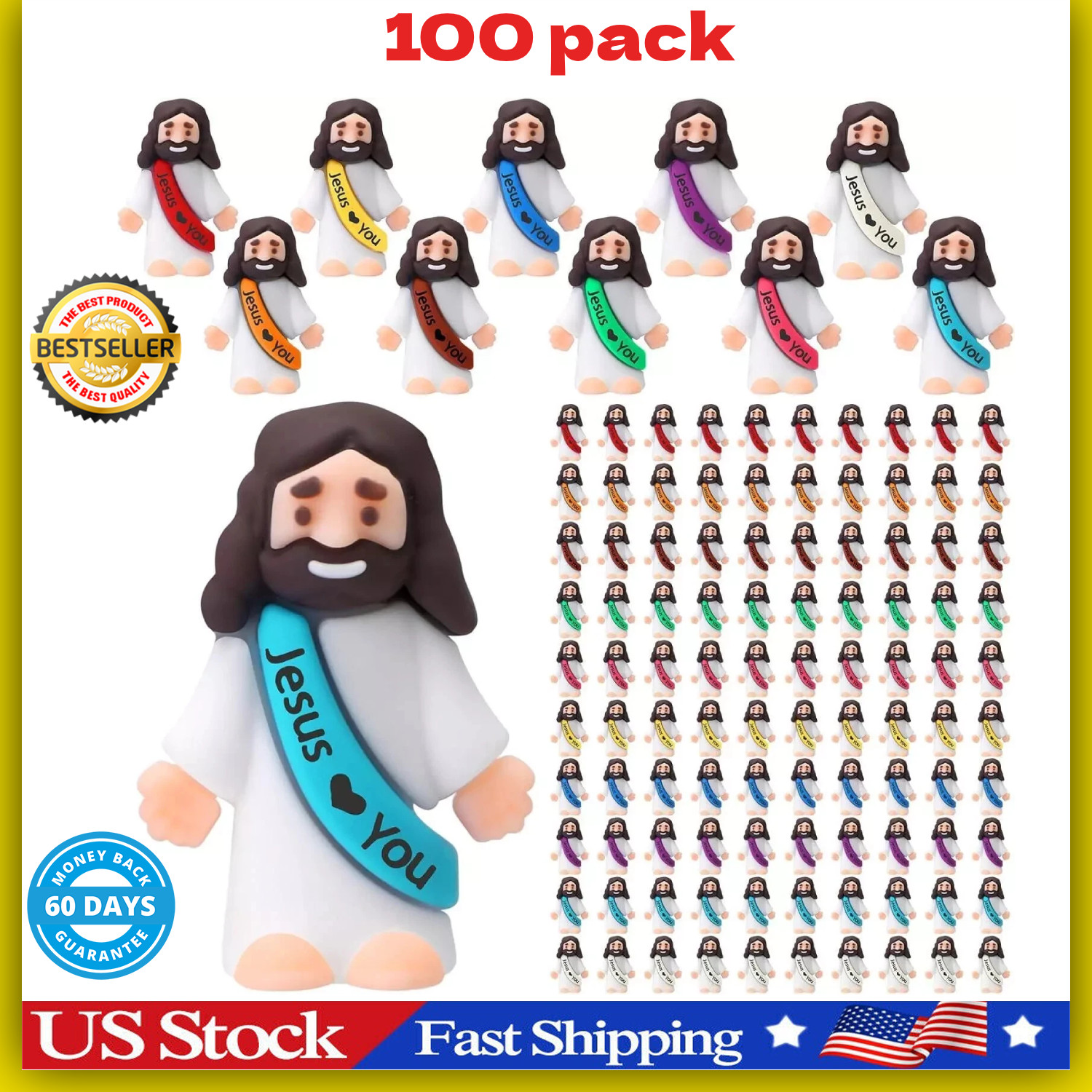 100 Pcs Mini Jesus Figures Jesus Loves You Original Design Jesus Toys Little Jes