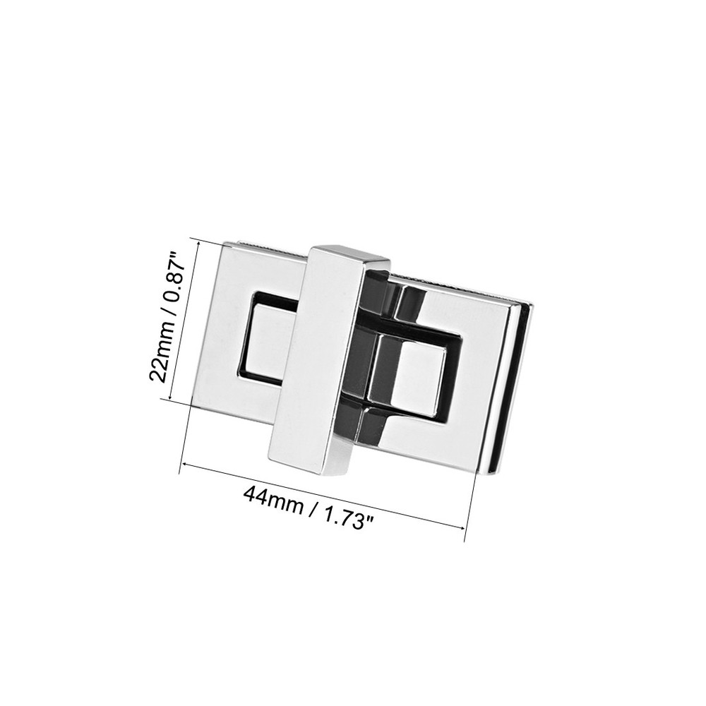 2 Sets Rectangular Purses Twist Lock 44mm x 22mm for DIY Bag Making - Silver