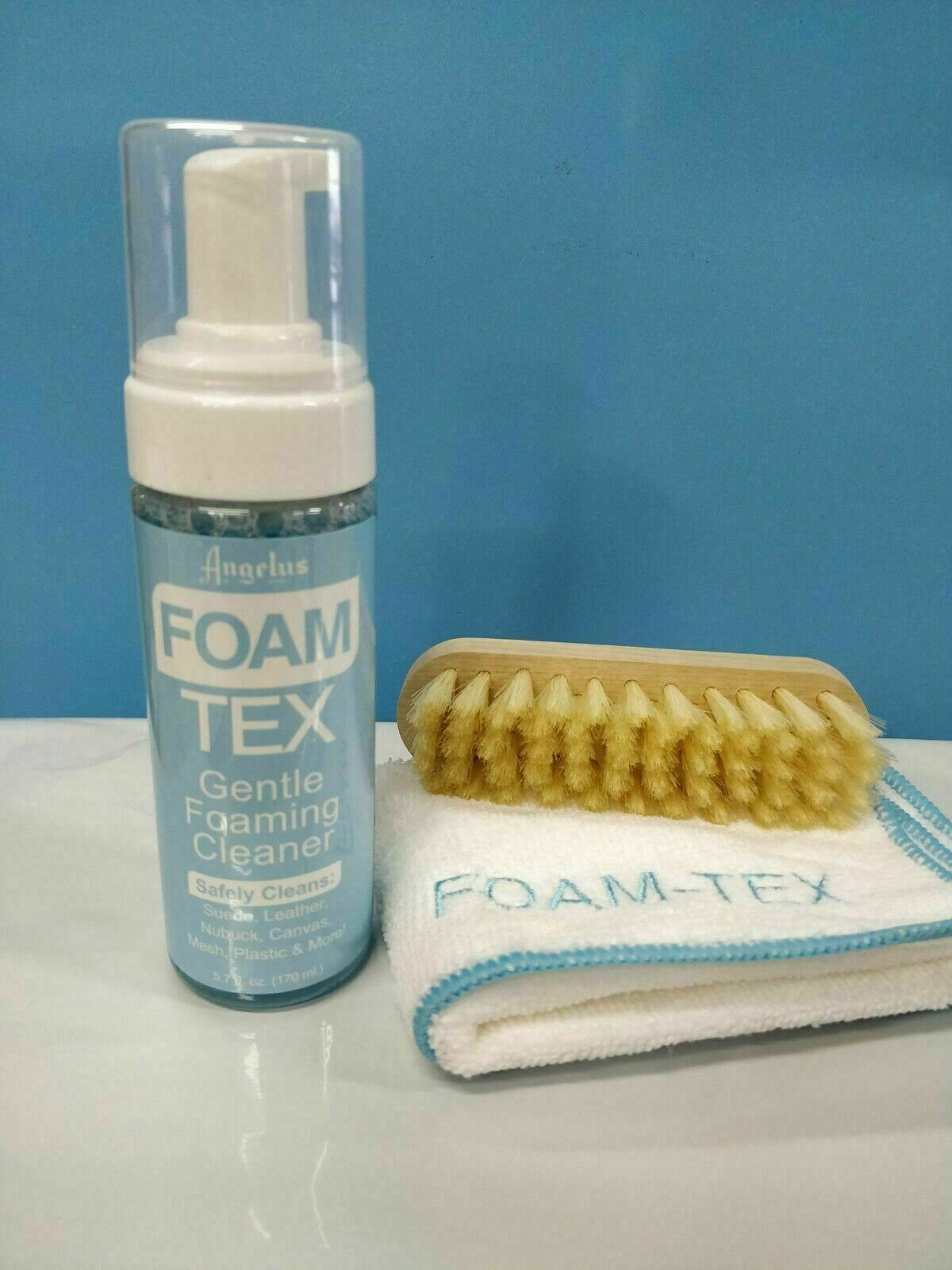 Angelus Foam Tex Sneaker Cleaning Kit Cleaner 5.7 oz liquid, Brush, and Towel