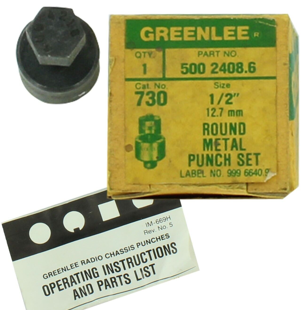 GREENLEE 730-1/2 - 1/2" standard Round Knockout Punch Unit