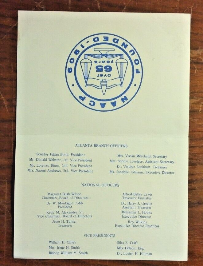 1977 NAACP Atlanta Branch Dinner Table Card ~ MUHAMMED ALI Honored Guest