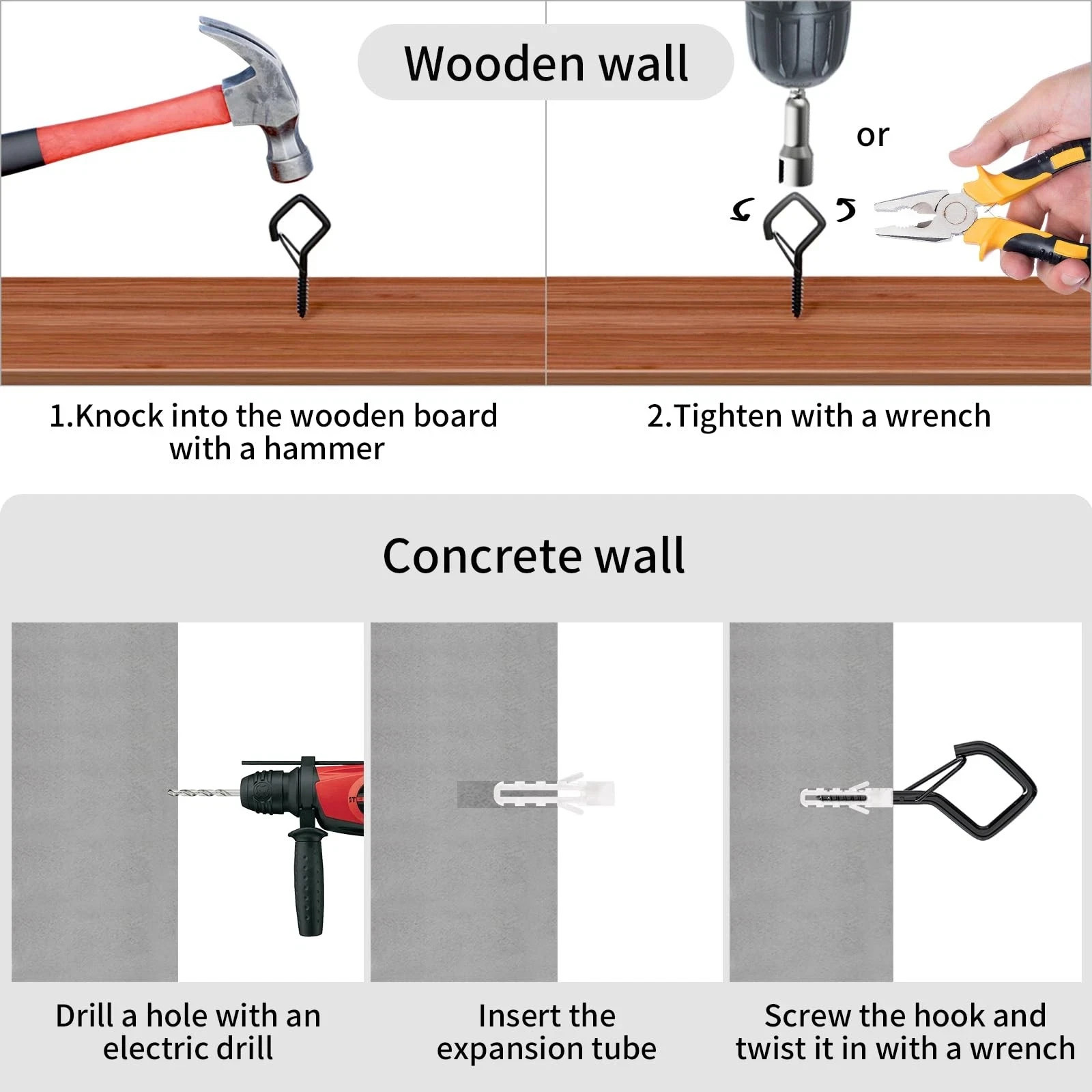 20 PCS Screw Hooks with Safety Buckle, Heavy Duty Ceiling Hooks for Hanging Outd
