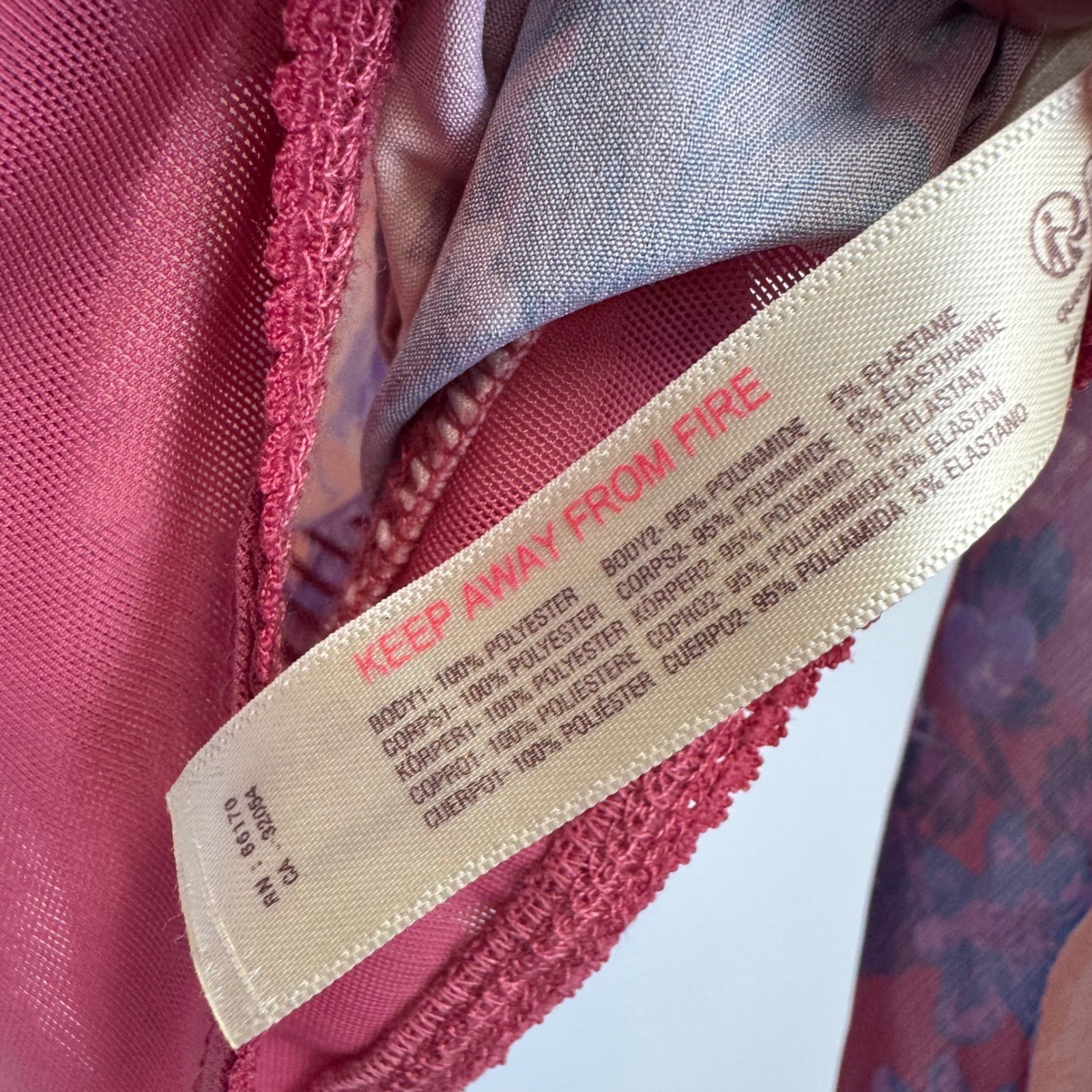 Free People Intimately Floral Long Sleeve Bodice Bodysuit Burgundy Purple Medium