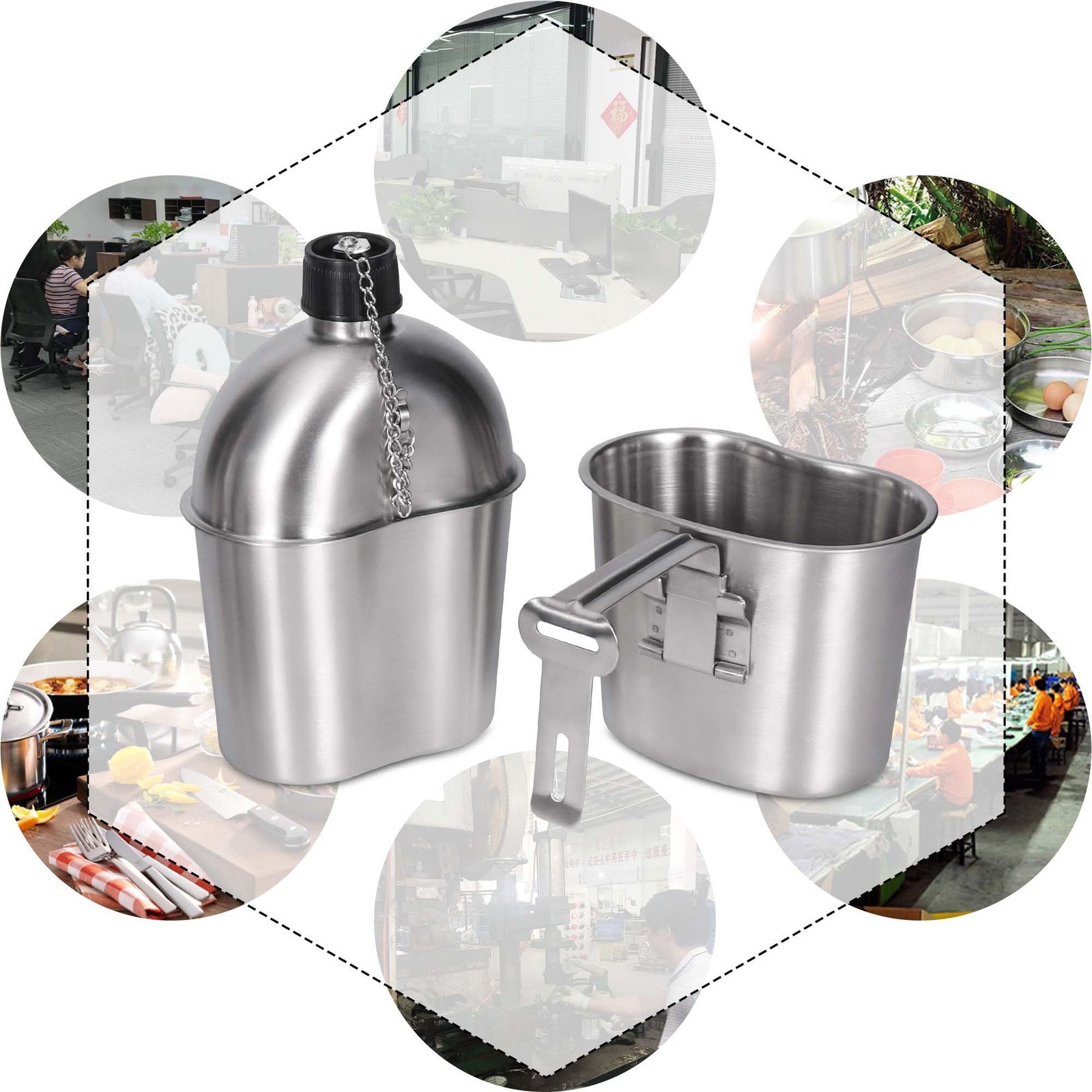 Goetland Stainless Steel WWII US Army Canteen Water Bottle Military Canteen K...