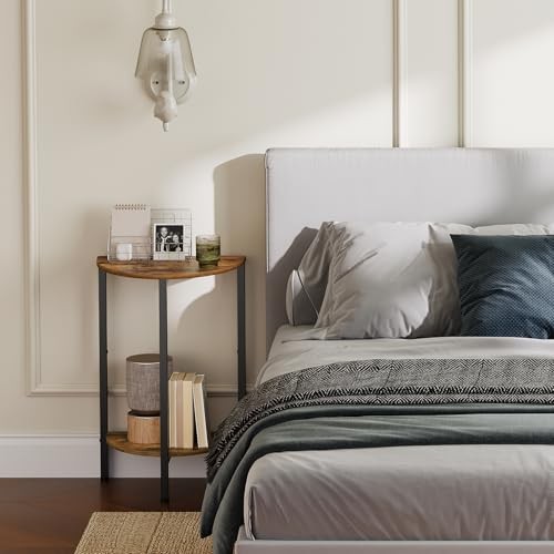 Side Table, Small End Table Set of 2, Half Round Side Table, Half Moon Brown