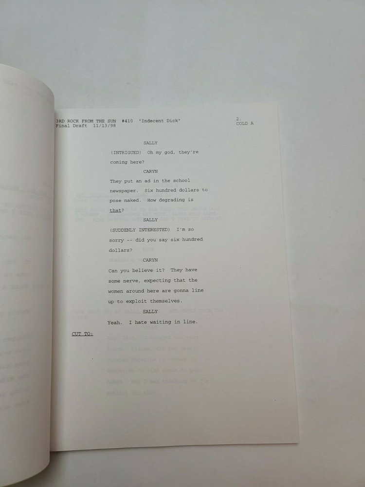 3RD ROCK FROM THE SUN / Bob Kushell 1998 TV Script, John Lithgow "Indecent Dick"