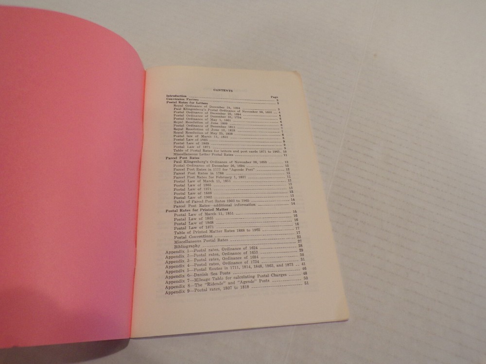 Danish Postal Rates 1624-1965, Tester (L18)