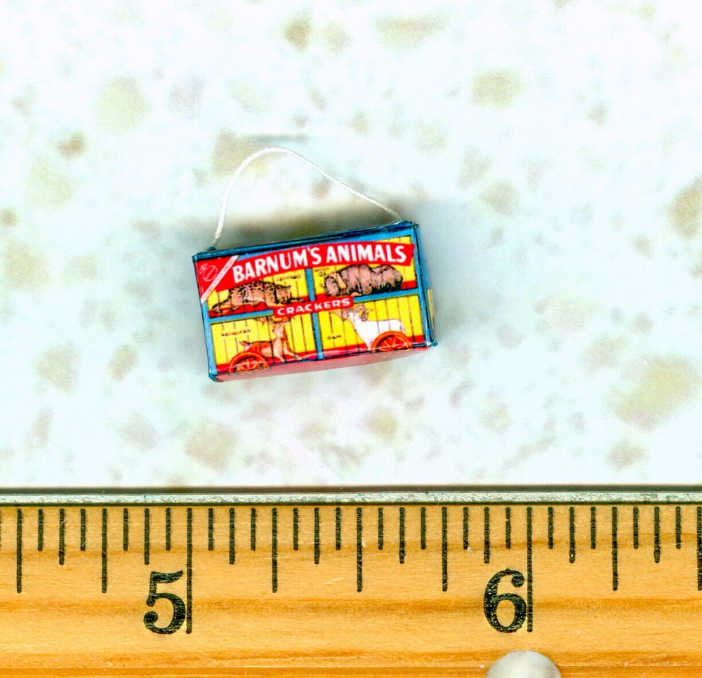 Dollhouse Miniature Size Animal Cracker Box Blue with String