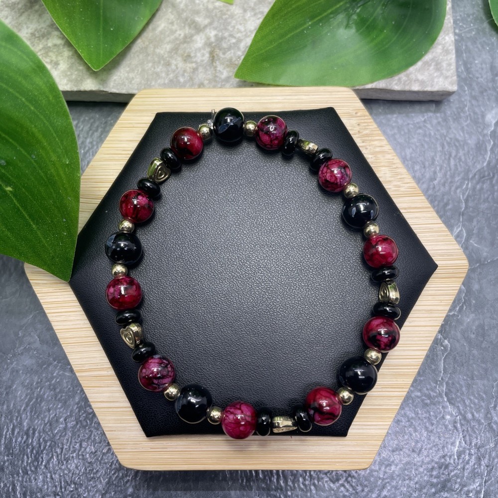 Handmade Bead Beaded Stackable 8” Plus Stretch Bracelet New Free Ship C1248