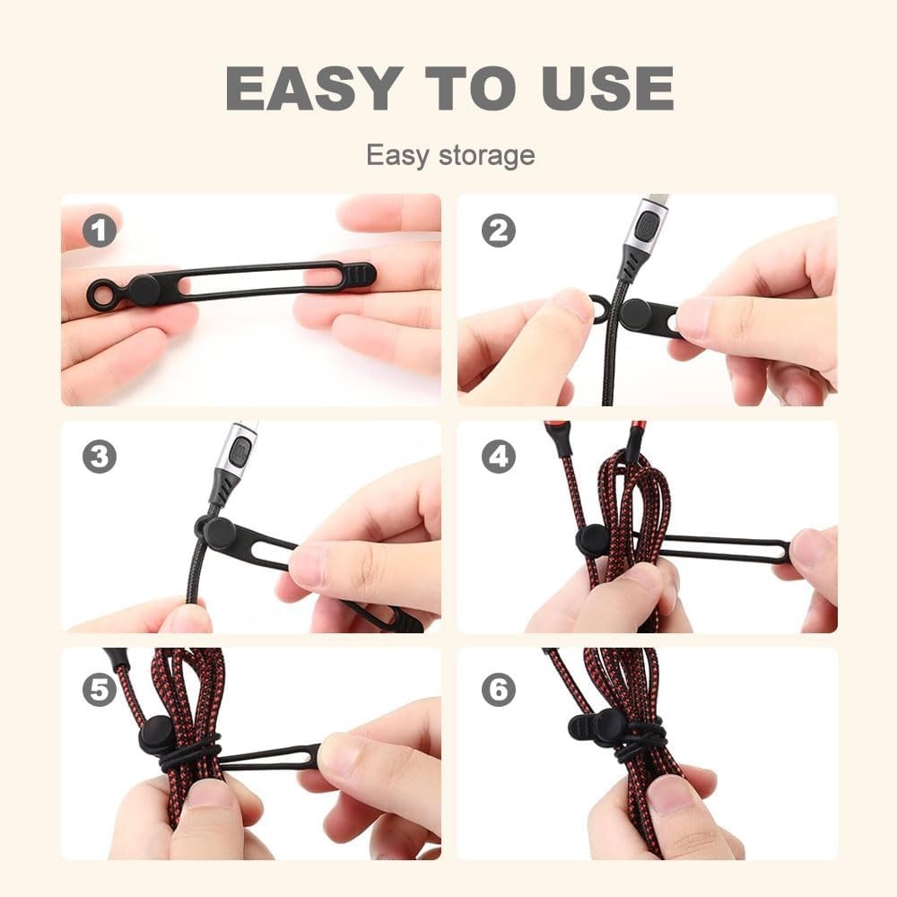 20-Pack Adjustable Pink Silicone Cable Ties - Flexible Organizer for Electronics