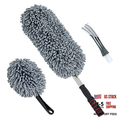 (3 Pack) Microfiber Car Duster Exterior Scratch Free, Extendable Medium Gray