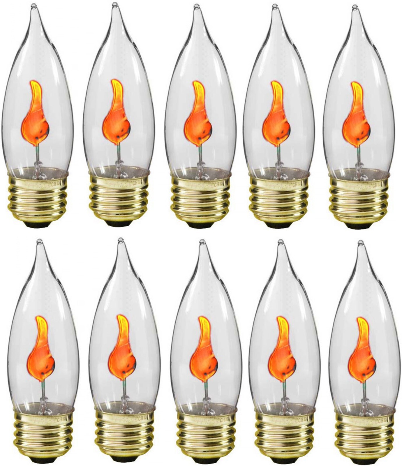 Creative Hobbies® 3W Flicker Flame Light Bulb-Flame Shaped, Stdard Base -10 Pack