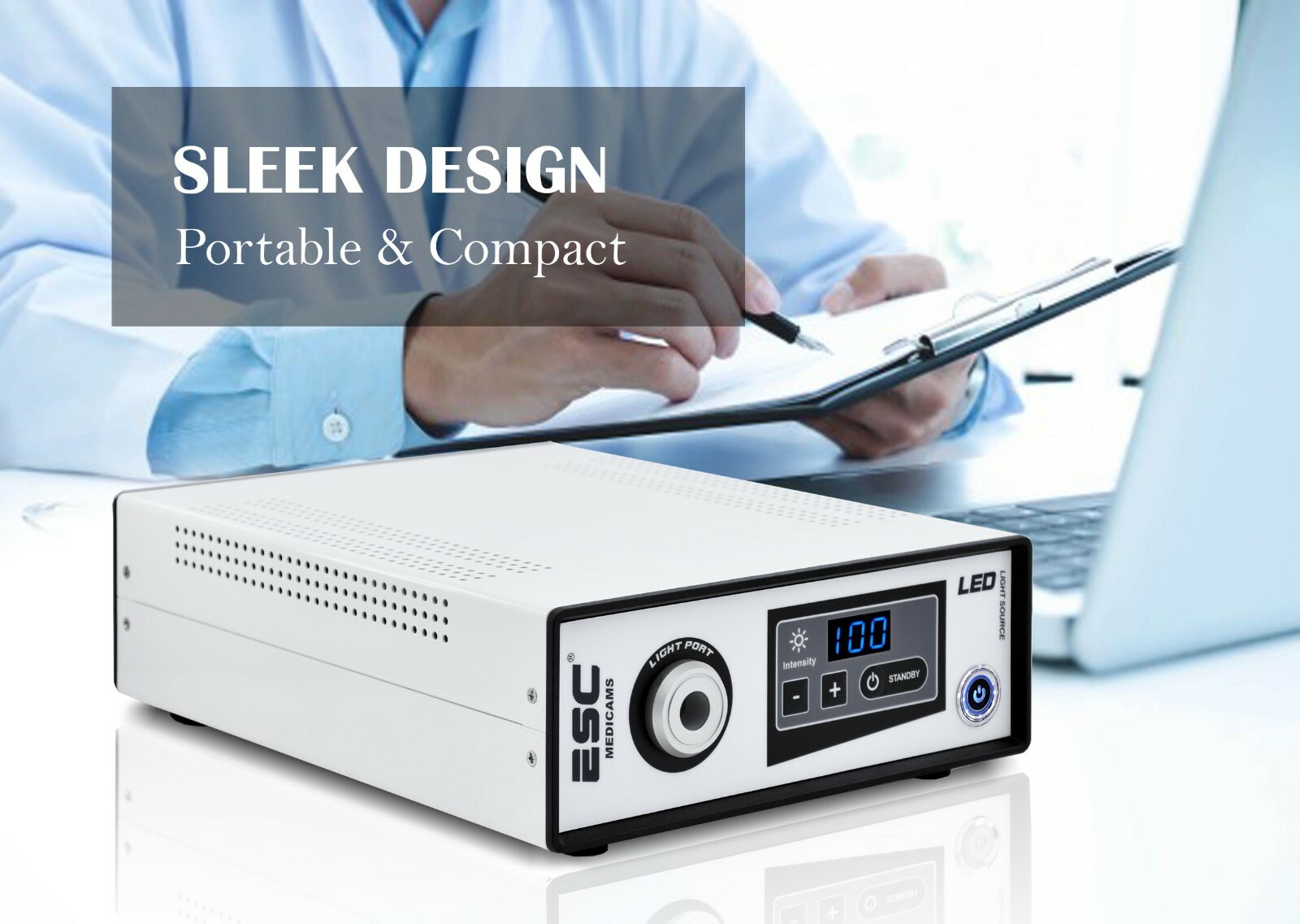 Portable Cold LED Light Source 80W with Fiber Optic for Medical Endoscopy Camera