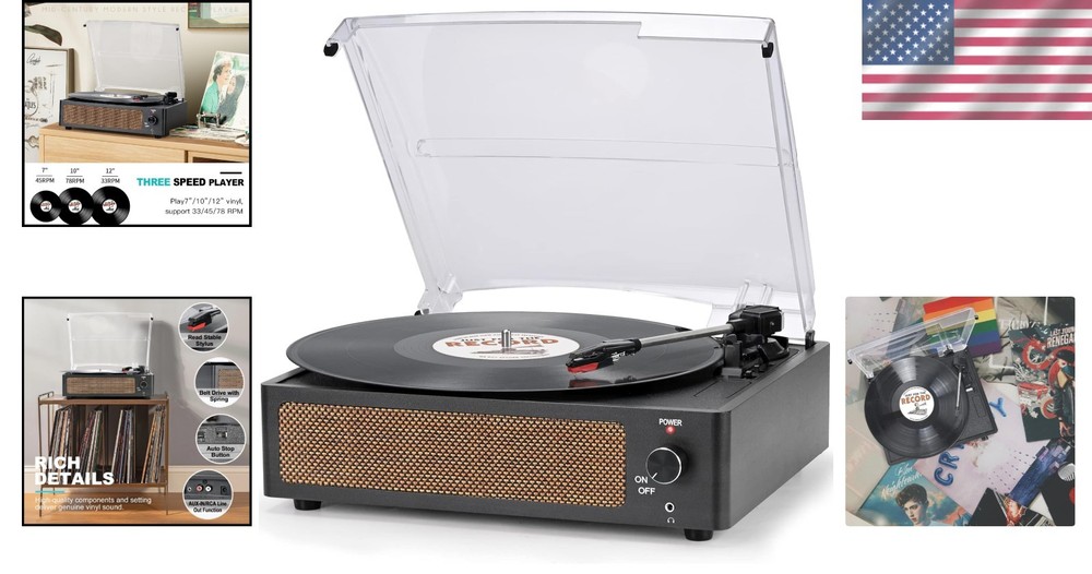 Bluetooth Turntable with Built-in Speakers