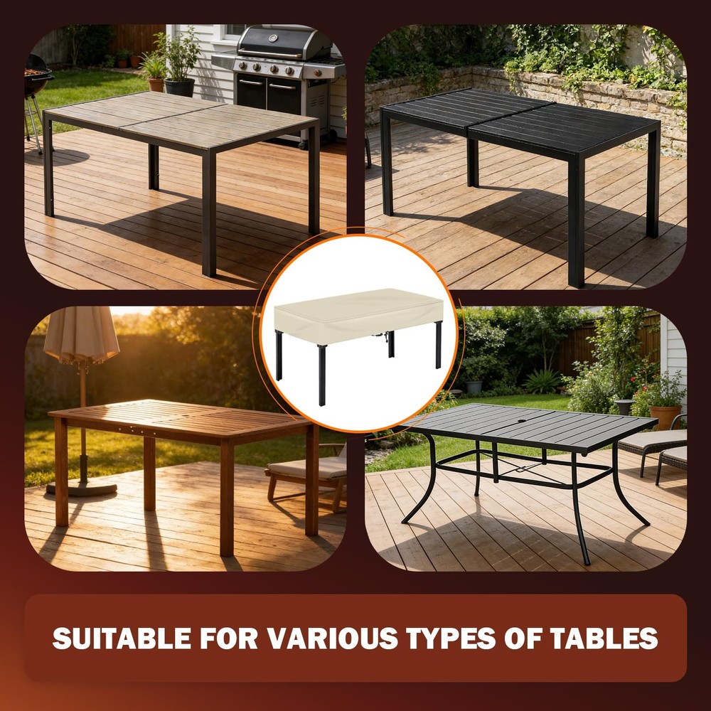 TOHONFOO Rectangular Patio Table Cover Waterproof AntiUV Outdoor Dining Tabl...