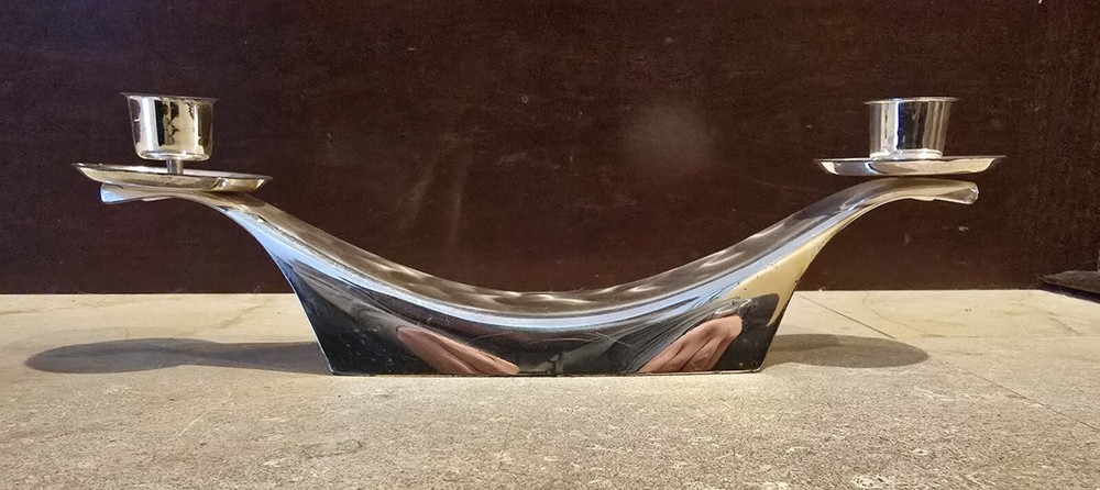 Midcentury WMF Ikora Silver plate Brass 2 Candle holder Germany