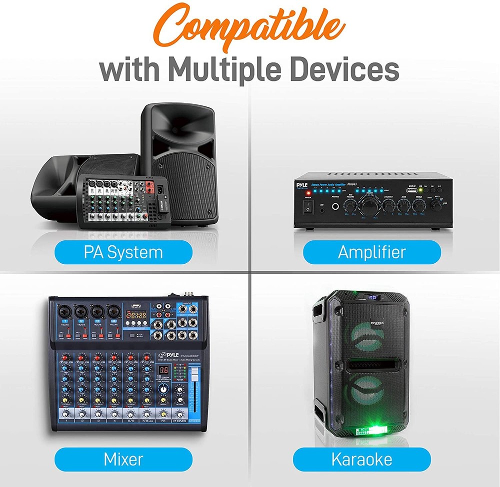Pyle PDWM2125 UHF Wireless Dual Microphone System +Bluetooth+Desktop USB Powered
