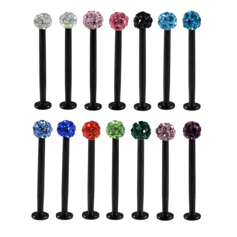 Cheek Labret Long Dimple Bar Piercing Stud BLACK