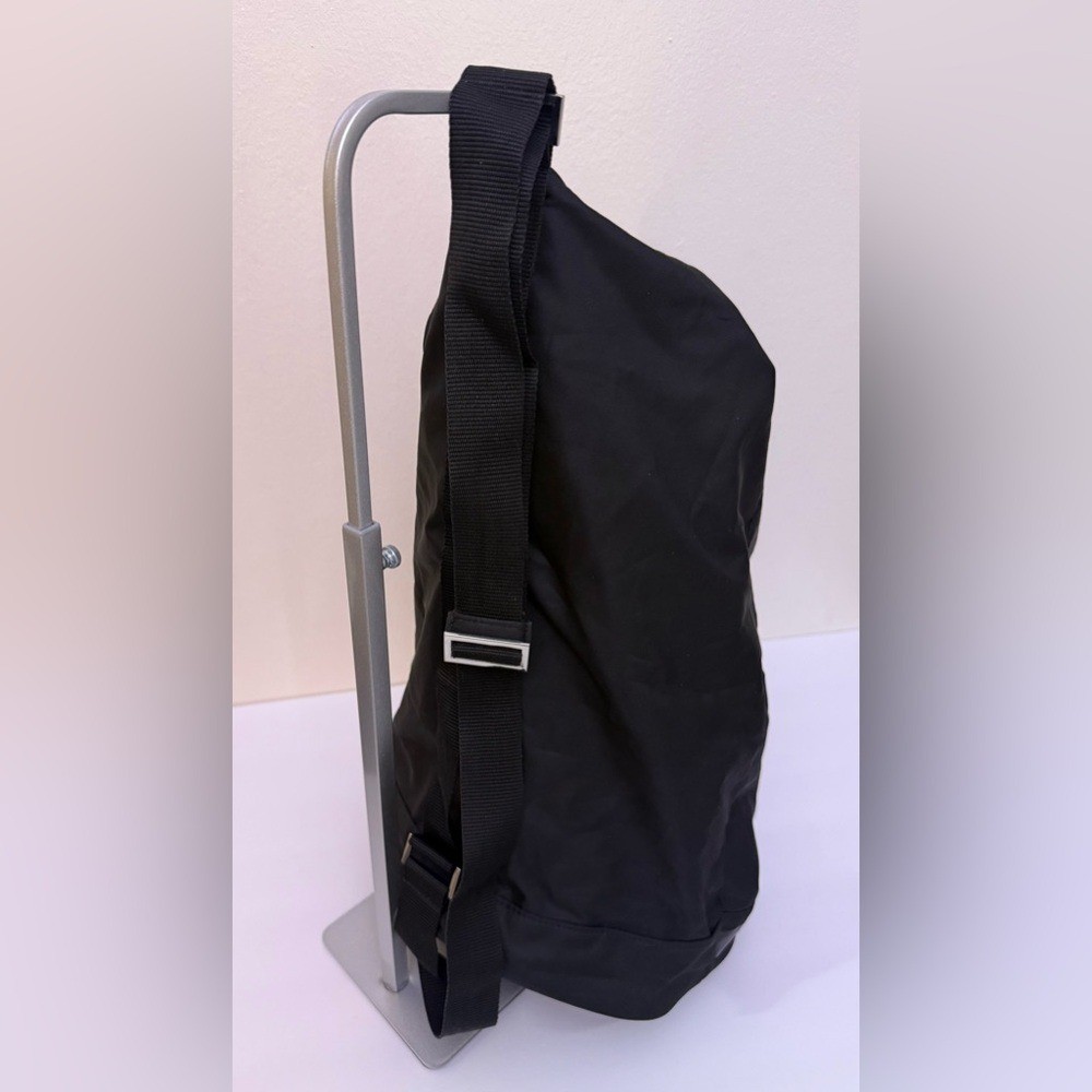 Prada Black Nylon Drawstring Adjustable Strap Backpack Shoulder Duffle