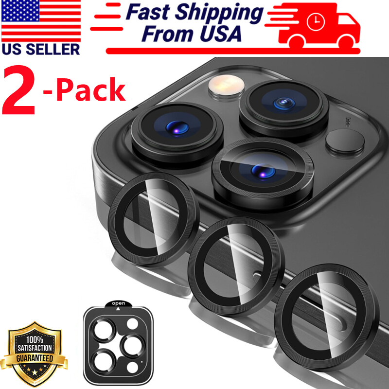 2 Pack For iPhone 16 Pro Max 15 Plus Tempered Glass Ring Camera Lens Protector