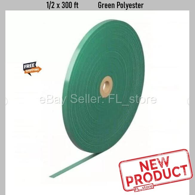 Pallet Strapping Banding 1/2 x 300 Feet Green Polyester Plastic 0.028" Thick NEW