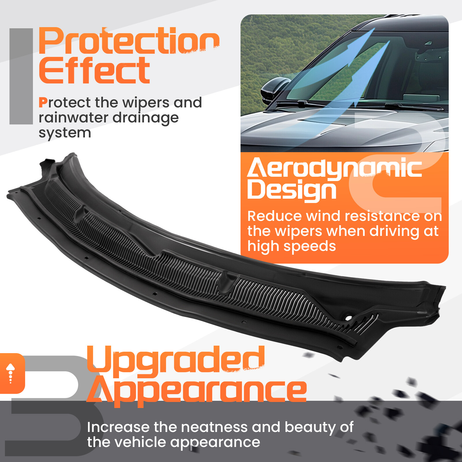 Top Windshield Wiper Cowl Grille For Ford Explorer 2011-2019 #FO1271109