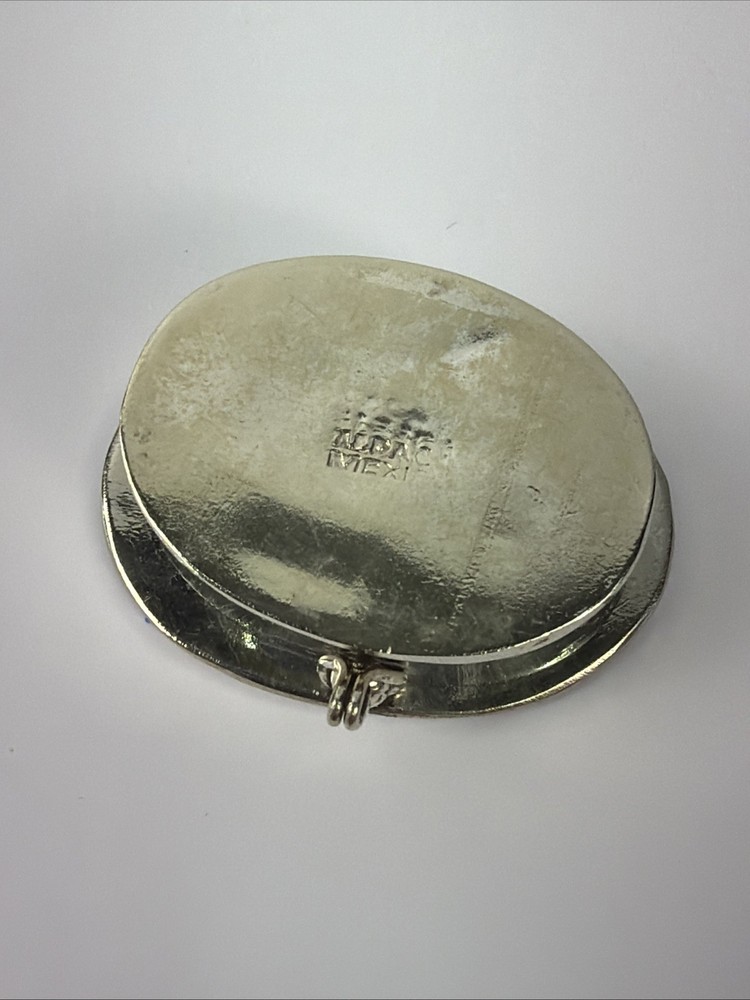 Vintage Mexican Silver Pill Box Abalone