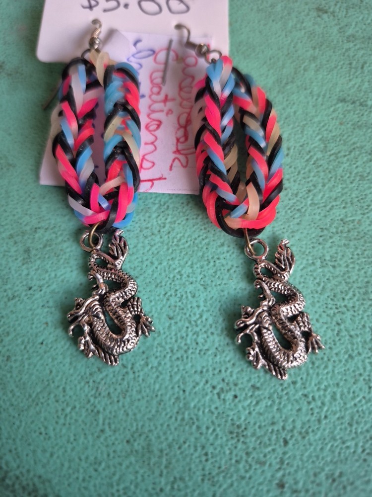 Rainbow Loom Dragon Earrings